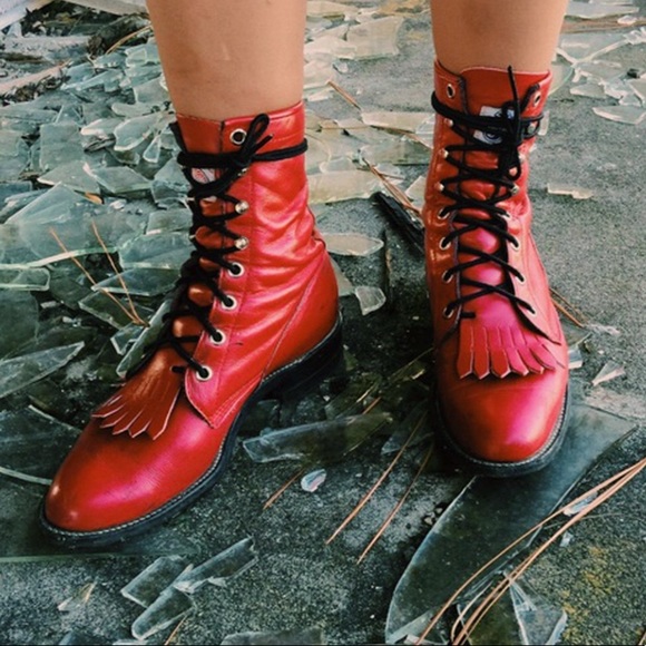 Justin Boots Shoes - Red Vintage Justin Boots